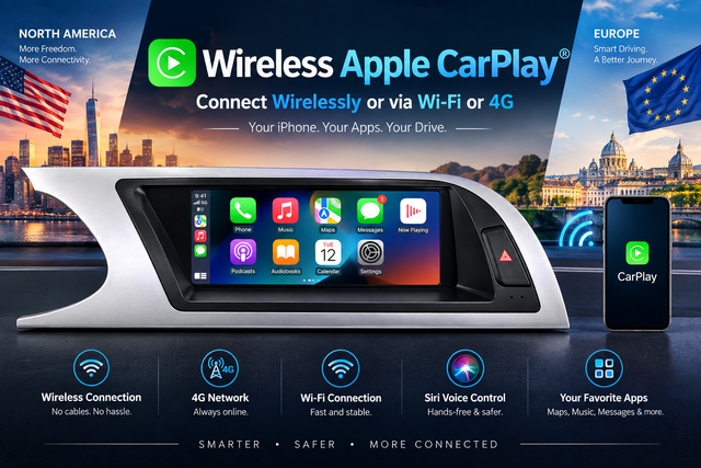 CarPlay Audi A4 S4 RS4 B8 | 10.25" Android Screen Upgrade for 6.5" Concert Symphony, Wireless Apple CarPlay & Android Auto