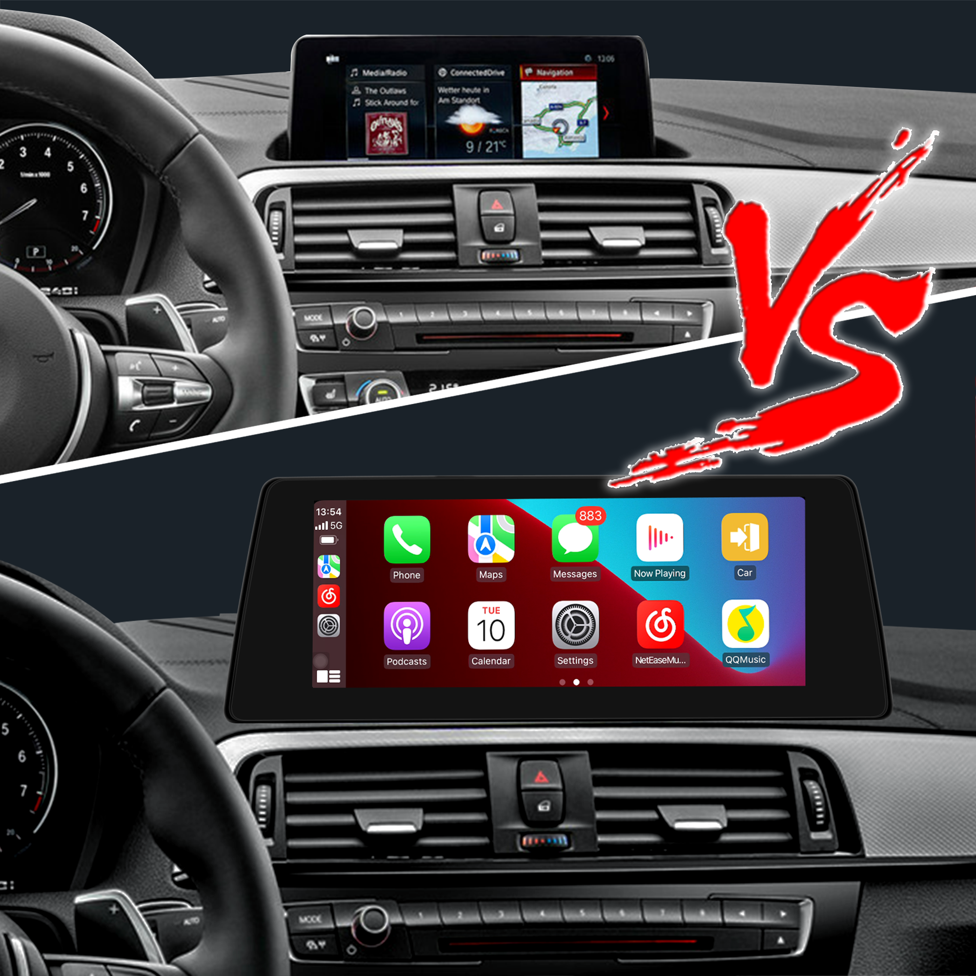 BMW NBT CarPlay Upgrade for F20 F21 F22 F23 2017-2018 10.25" Android Screen with Wireless CarPlay and Android Auto