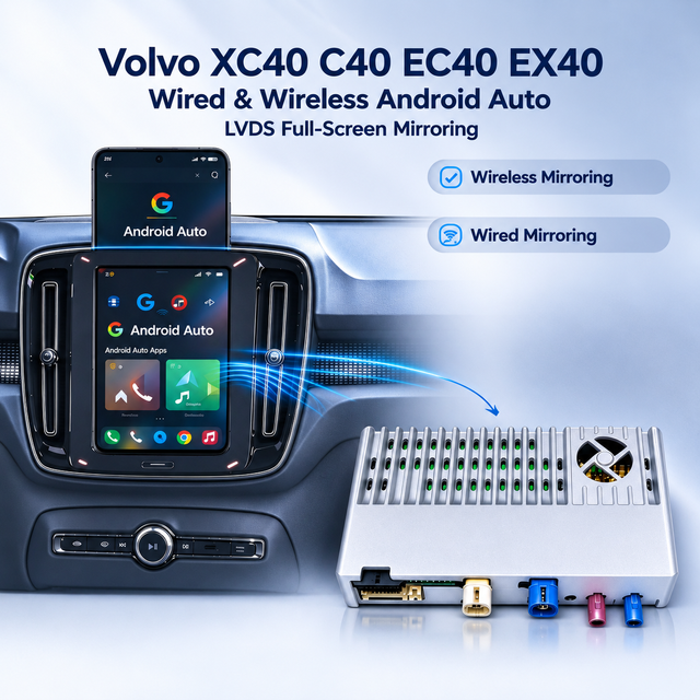 Wireless CarPlay Adapter for Volvo XC40 C40 EC40 EX40 | 9" OEM Sensus Screen Retrofit | Full-Screen Wired & Wireless Apple CarPlay & Android Auto