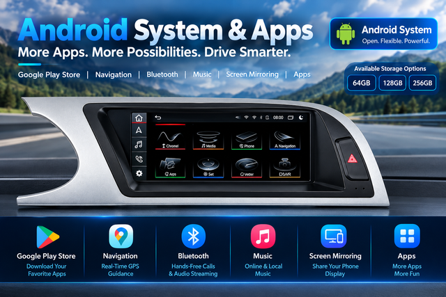CarPlay Audi A4 S4 RS4 B8 | 10.25" Android Screen Upgrade for 6.5" Concert Symphony, Wireless Apple CarPlay & Android Auto