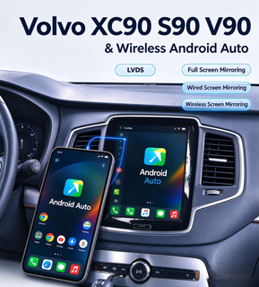 Android Car Head Unit with Wireless CarPlay & Android Auto for Volvo XC90 (2017-2026) Full Screen Mirroring to OME 9" Touch Screen,Built-in GPS Navigation,WiFi,Plug and Play Upgrade Kit 