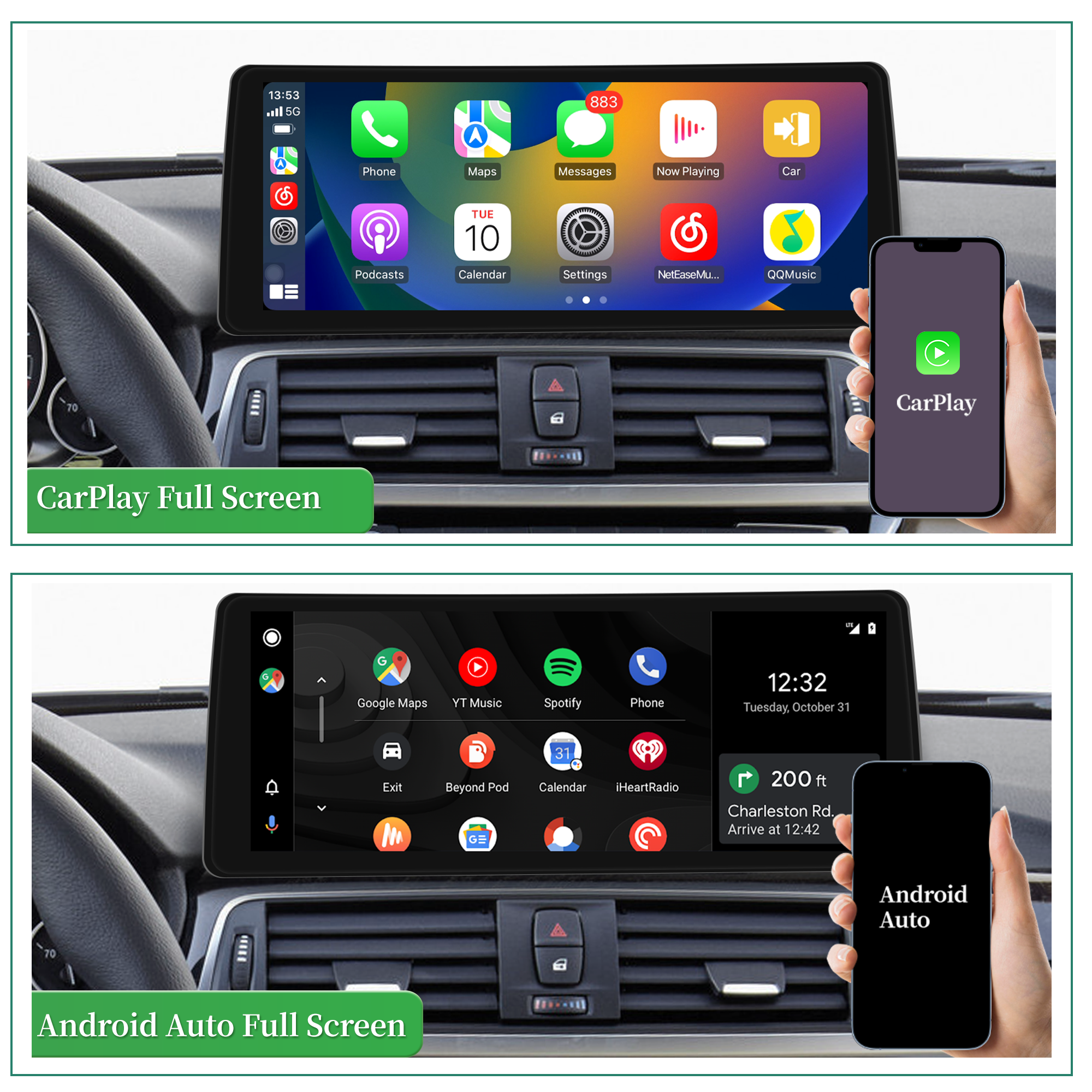 12.3" BMW NBT EVO Screen Upgrade for 3 Series & 4 Series F30 F31 F32 F33 F34 F35 F36 F80 F82 F83 | Wireless Apple CarPlay & Android Auto 