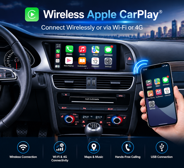 Audi A4 S4 RS4 B8 Apple CarPlay | 8.8" Android Screen Upgrade for 6.5"/7" MMI 3G & MMI 3G+, Wireless Android Auto