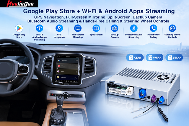 Volvo XC90 S90 V90 Wireless CarPlay Retrofit Adapter | Android Auto Google Play Store, Full-Screen Phone Mirroring, USB-to-HDMI Output, DAB+, 360° & Backup Camera Support