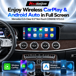 Hualingan Android Retrofit Adapter for Mercedes CLS-Class C257 Apple CarPlay Wireless Android Auto Full Screen Mirror, Android Apps Google Play, 360° & Backup Camera Support, Add 12.3" Touch Panel