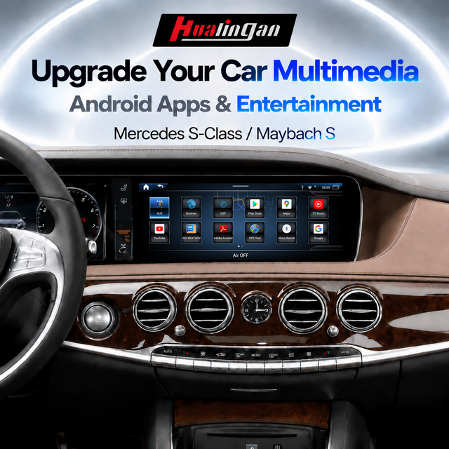 Mercedes W222 Apple CarPlay Adapter for X222 C217 A217 NTG 5.0/ 5.1/ 5.2 10.25" Non-Screen Upgrade Touch,Wireless CarPlay & Android Auto,Full-Screen Mirror,Google Play, Backup Camera Support 