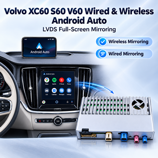 Wired To Wireless CarPlay Android Auto Adapter For Volvo XC60 S60 V60 9" Touch Sensus Screen Mirror iphone to Car Screen,turn into a giant tablet Access IOS Apps Siri Stream Music