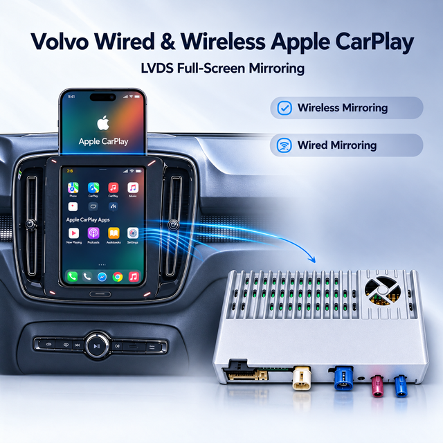 Wireless CarPlay Android Auto Adapter For Volvo XC40 EX40 C40 EC40 9"Touch Sensus Mirror Phone to Car Screen Full Screen Access IOS Apps Siri Navigation Stream Music Podcasts 