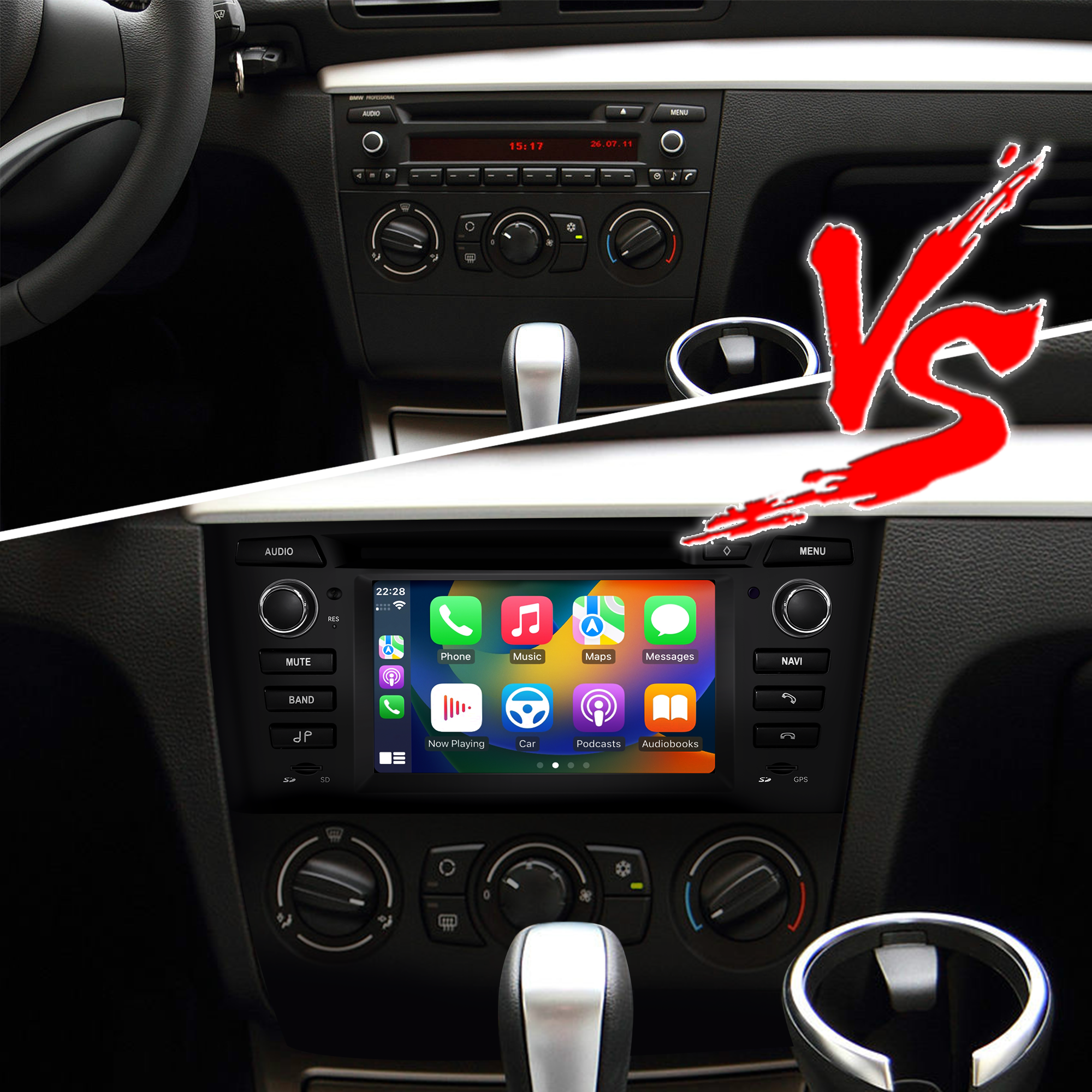 BMW 1 Series Replacement Radio Upgrade for E81 E82 E87 E88 (2004-2011) with 6.2-Inch Android Screen, Wireless Apple CarPlay & Android Auto (Manual) 